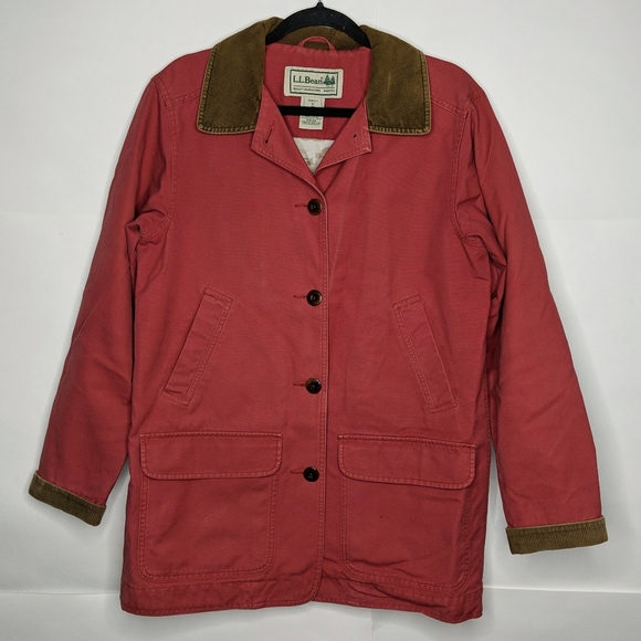 L.L. Bean Jackets & Blazers - LL Bean Chore Coat Flannel Button Up Pockets Jacket Red Women's Size Medium